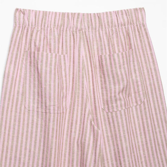 Damen nan weite Leinenhose mit Streifenmuster und Kordelzug EB