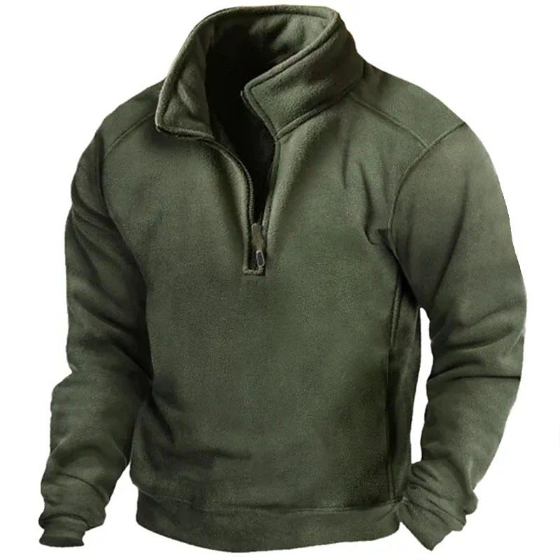 Herren Fleece-Pullover mit hohem Kragen und praktischen Reißverschluss EB