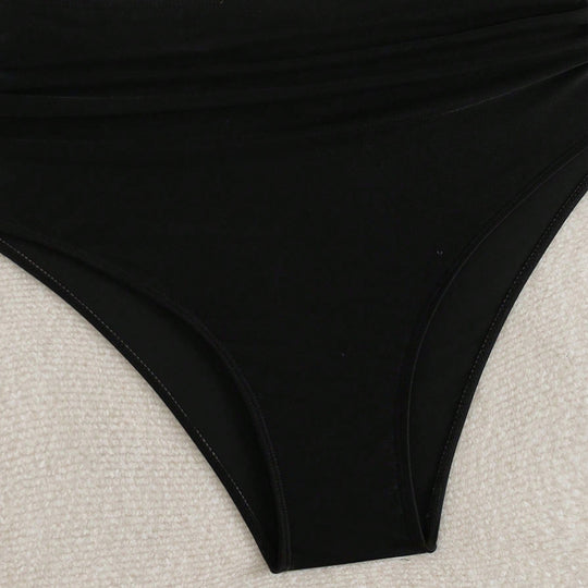 Damen Hochgeschnittener Bikini mit gestreiften Crop-Oberteil EB
