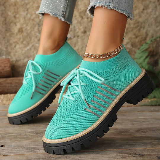 Damen Bequeme Sneaker mit atmungsaktivem Strickdesign und robustem Profil EB