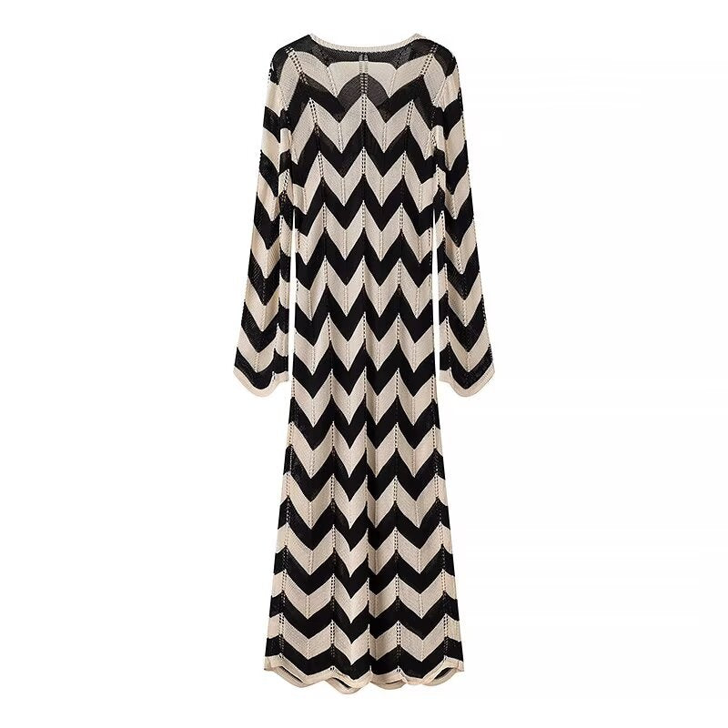 Damen Maxikleid mit zigzag Muster EB