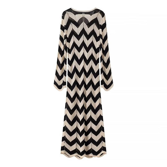 Damen Maxikleid mit zigzag Muster EB