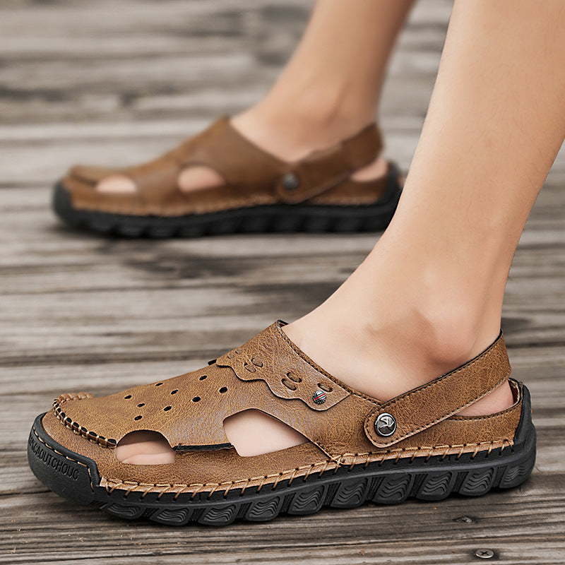 Damen Sommerliche offene Ledersandalen mit atmungsaktiver Oberstruktur EB