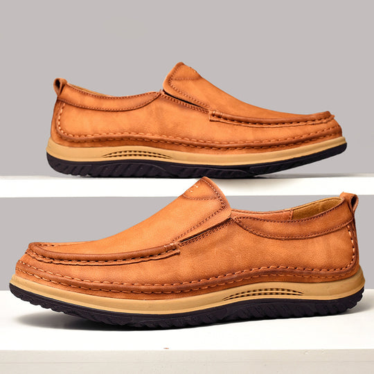 Herren Bequeme Slipper aus hochwertigem Leder mit rutschfester Sohle EB