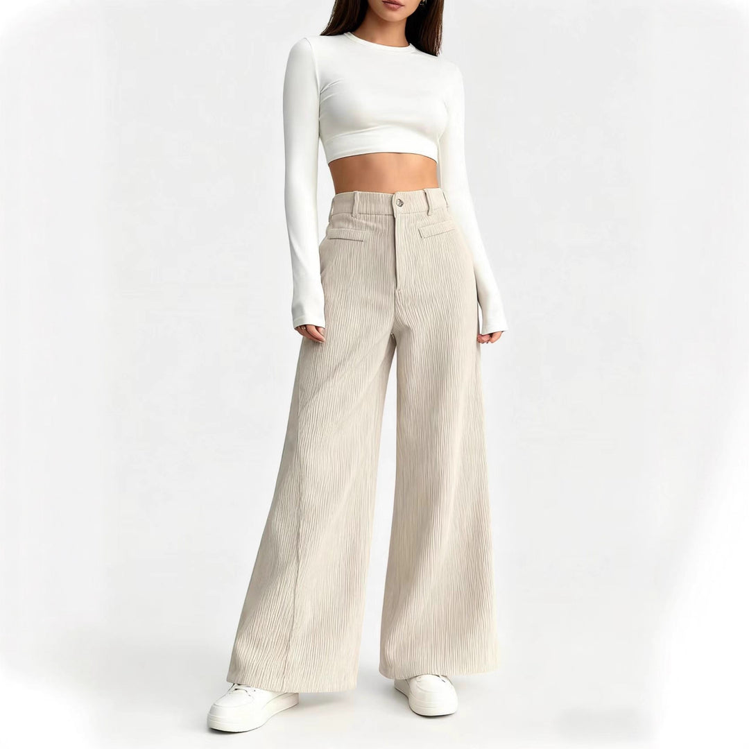 Damen weite Faltenhose mit hohem Bund EB
