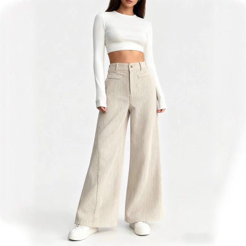 Damen weite Faltenhose mit hohem Bund EB