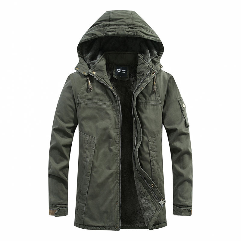 Herren Fieldparka aus robustem Canvas mit wärmender Teddyfleece‑Innenlage und Ärmeltasche EB