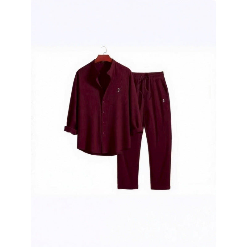 Damen Schlafanzugset mit elegantem Hemd und bequemen Hosen EB