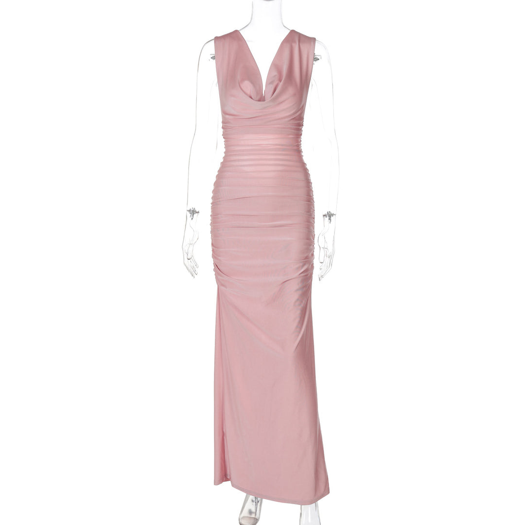 Damen Elegantes Maxikleid mit raffinierten Drapierungen EB