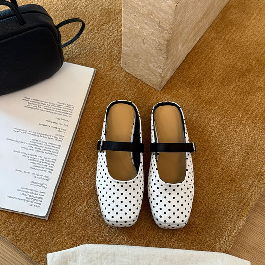Damen Komfortable Clogs mit modischem Polka-Dots-Muster und verstellbarem Riemen EB