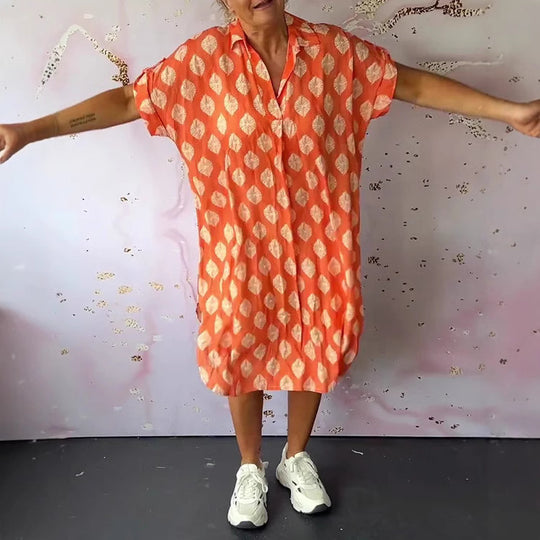 Damen Hemdblusenkleid mit einzigartigem Muster und lässigem Schnitt Heidi-Mode