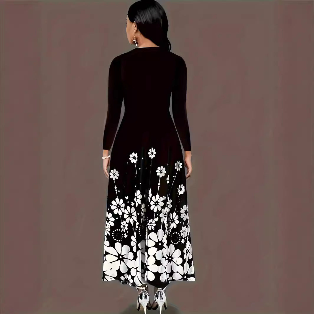 Damen Maxikleid mit floralen Mustern und praktischen Taschen EB