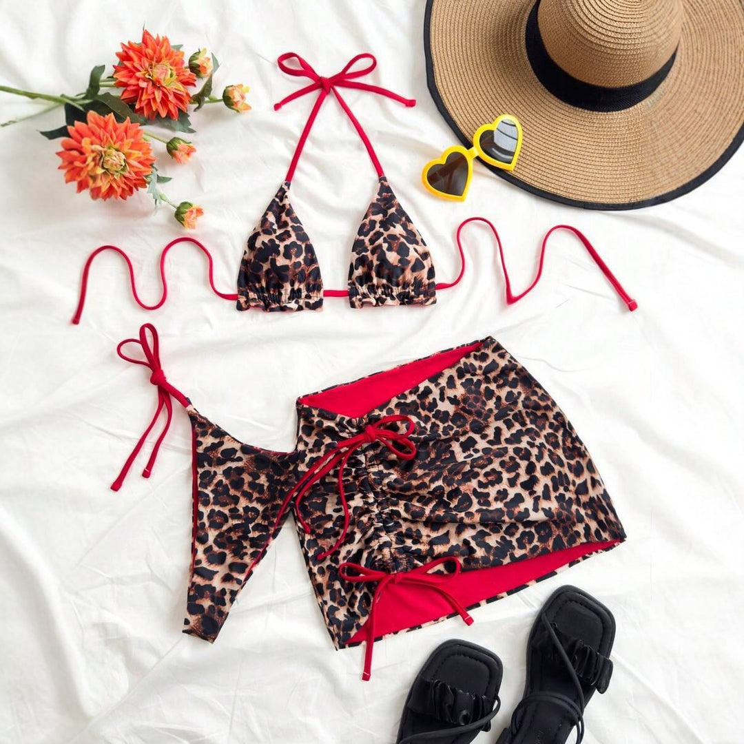 Damen Triangel-Bikini-Set mit rüschenfreien Details und Wickelrock EB