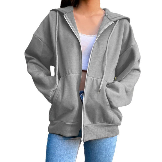 Damen Freizeit Übergroße Zip-Up Hoodie EB