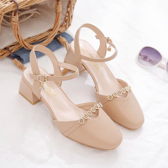 Damen Elegante Hochzeits-Pumps mit dezentem Schmuckdetail und komfortablem Blockabsatz EB