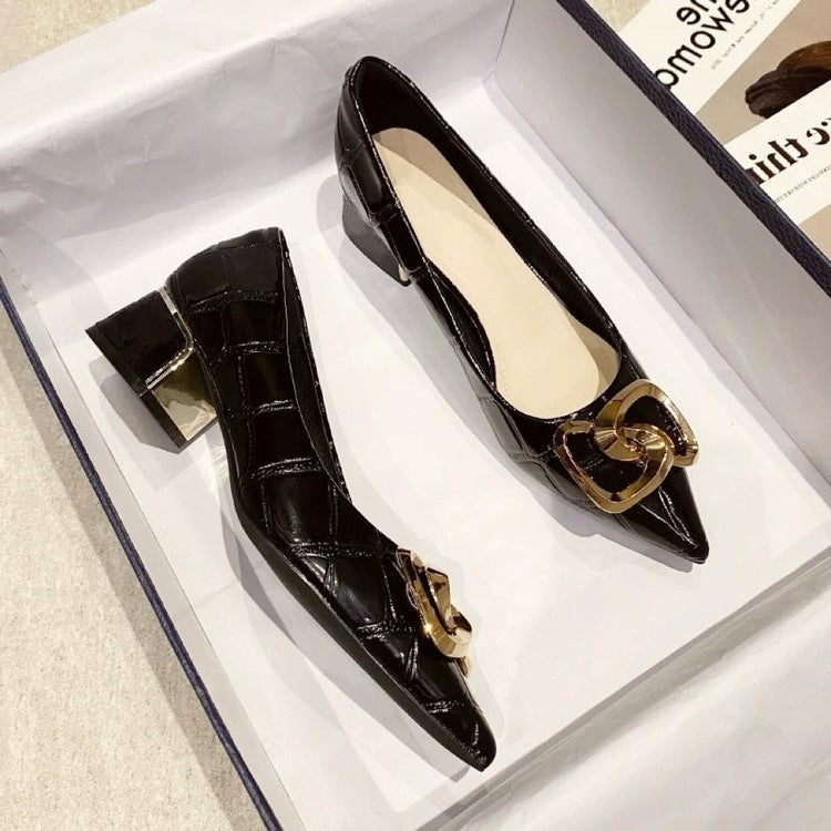 Damen elegante Ballerinas mit modischer Schmuckschließe EB