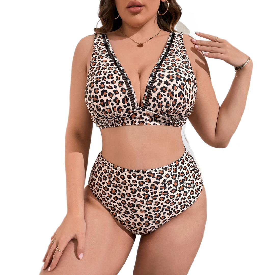 Damen Hochtaillierter Bikini mit modischem Leomuster EB
