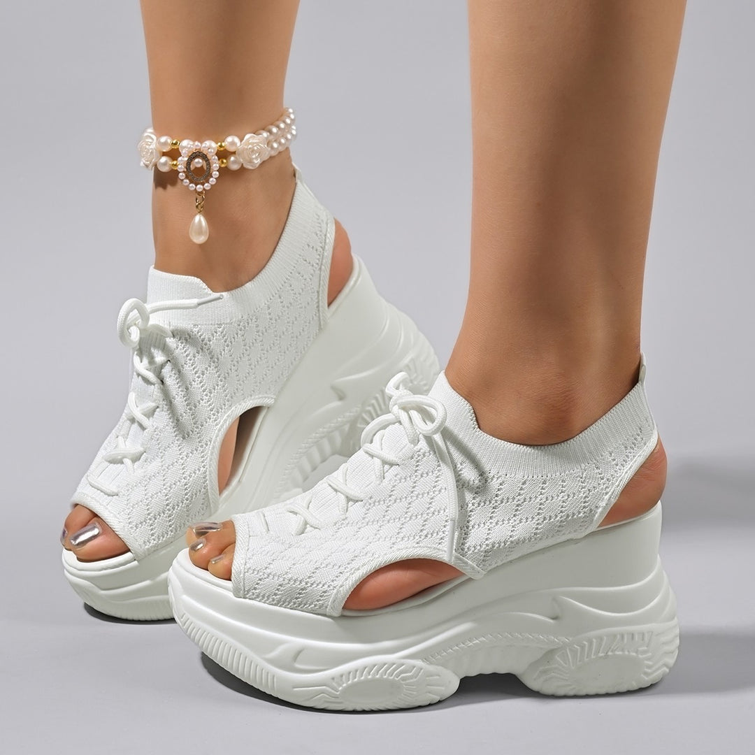 Damen Sportliche Plateau-Sandalen mit atmungsaktivem Obermaterial EB