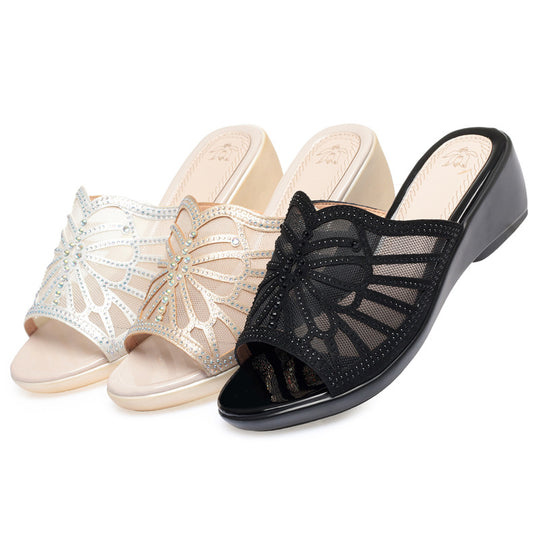 Damen Elegante Sandalen mit modischem Strassdesign und komfortablem Blockabsatz EB