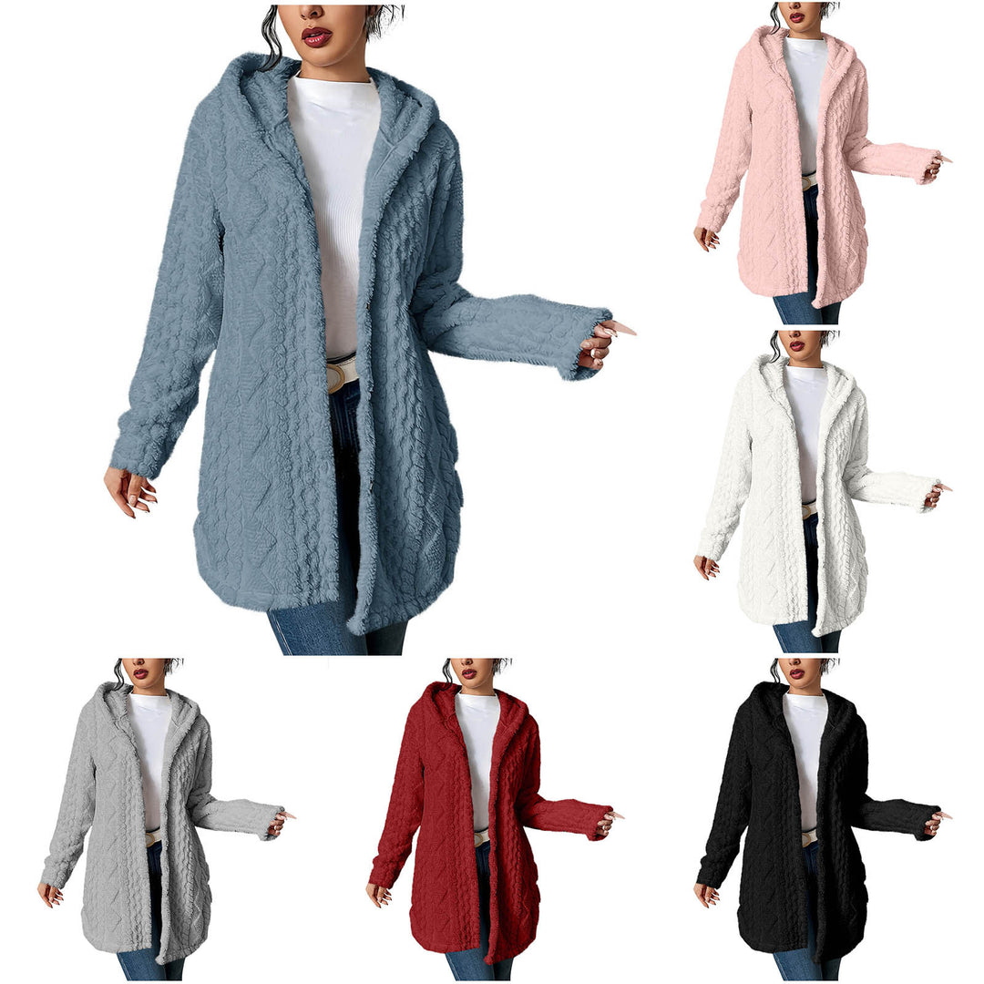 Damen Kuschelige Cardiganjacke mit Kapuze aus weichem Fleece EB