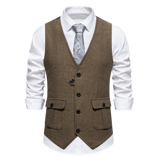 Herren elegante Weste im Herringbone-Design mit praktischen Taschen EB