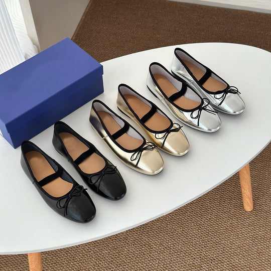 Damen Ballerinas mit Glanz-Finish und elastischem Einschlupf EB