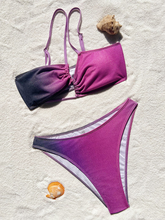 Damen Bikini mit asymmetrischem Design und Raffungen EB