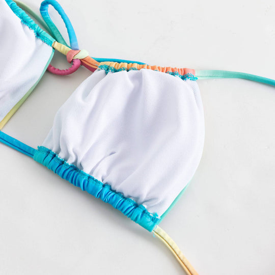 Damen Bikiniset mit verstellbaren Trägern und buntem Farbverlauf EB