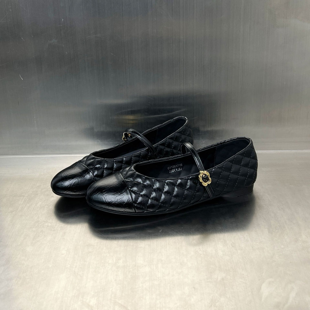 Damen Ballerinas mit eleganter Steppung und dekorativem Riemen EB