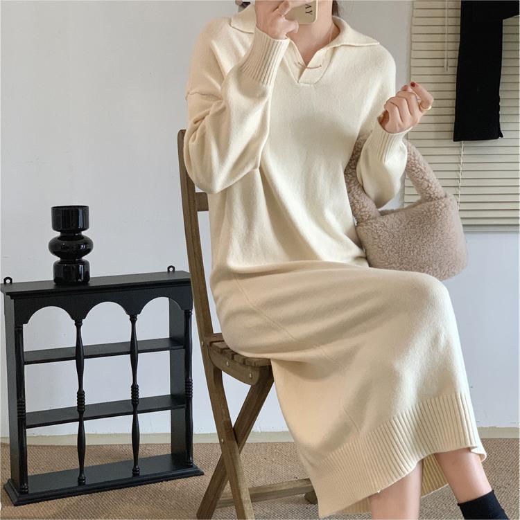 Damen Strickkleid mit Kragen EB
