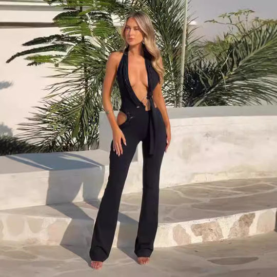 Damen Figurbetonter Overall mit drapierten Details EB