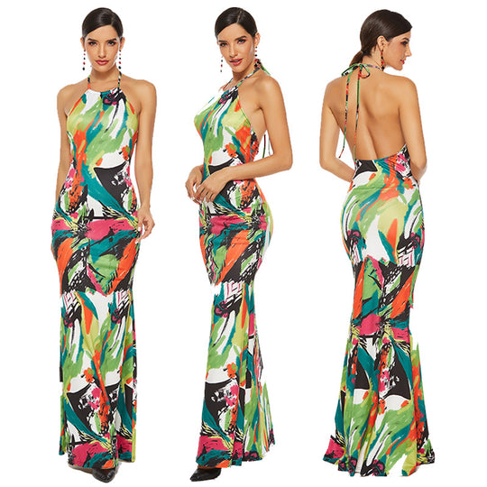 Damen Maxikleid mit aufregendem Farbdesign EB