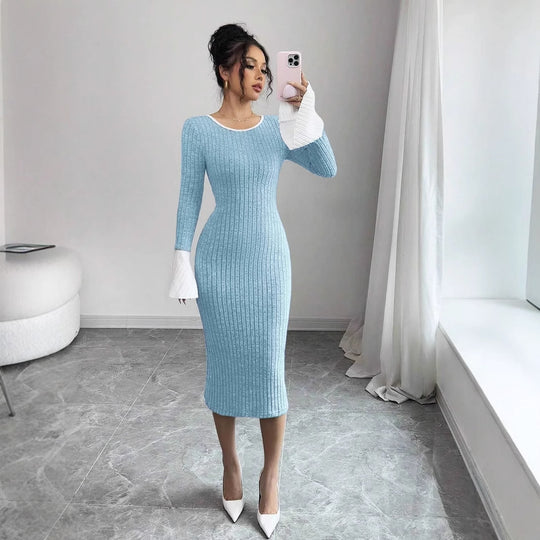 Damen Strickkleid mit weitem Ärmel EB