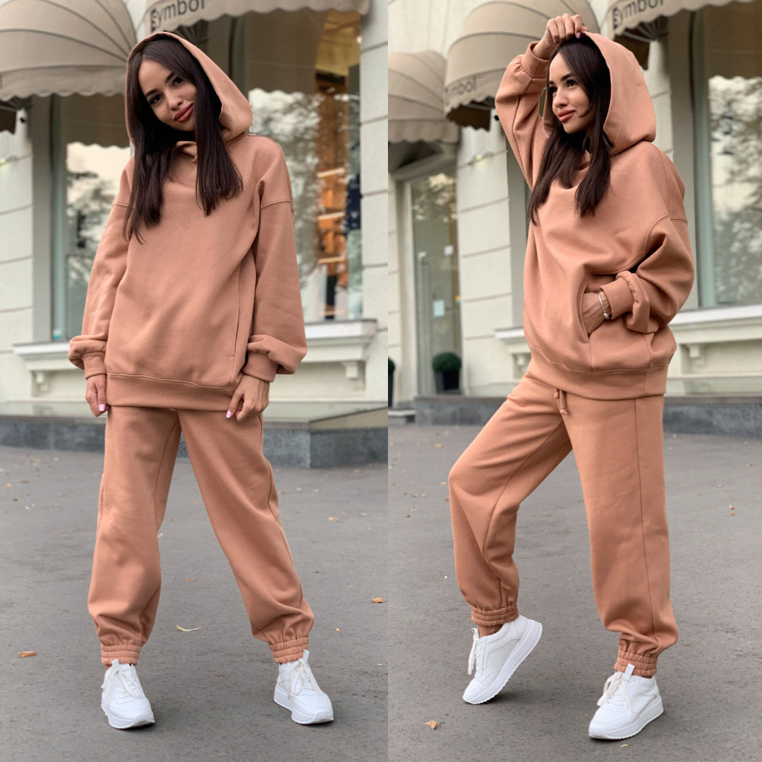 Damen Sportliches Hoodie- und Jogginghosen-Set im lässigen Design mit Kapuze EB