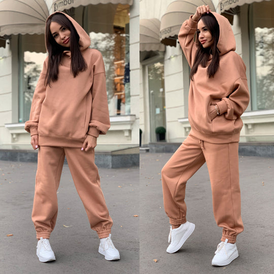 Damen Sportliches Hoodie- und Jogginghosen-Set im lässigen Design mit Kapuze EB