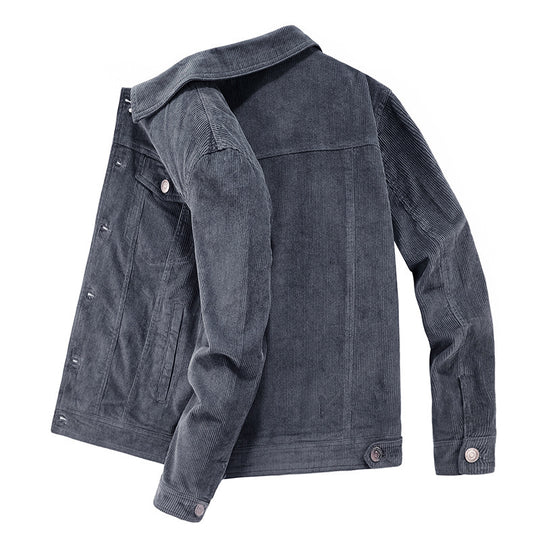Herren Feincord-Workerjacke im Trucker-Schnitt mit verdeckter Knopfleiste EB