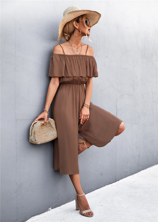 Damen eleganter Jumpsuit mit Off-Shoulder Design und lässigem Schnitt EB