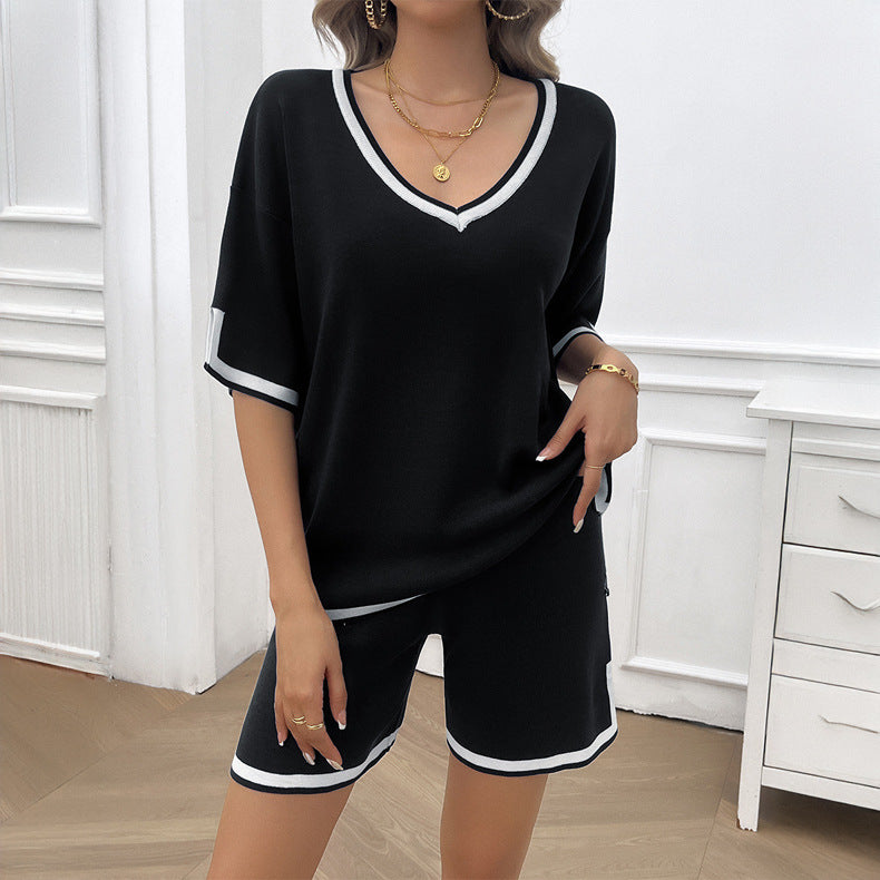 Damen Lässiges Sommer Ensemble mit kurzem Oberteil und bequemen Shorts EB