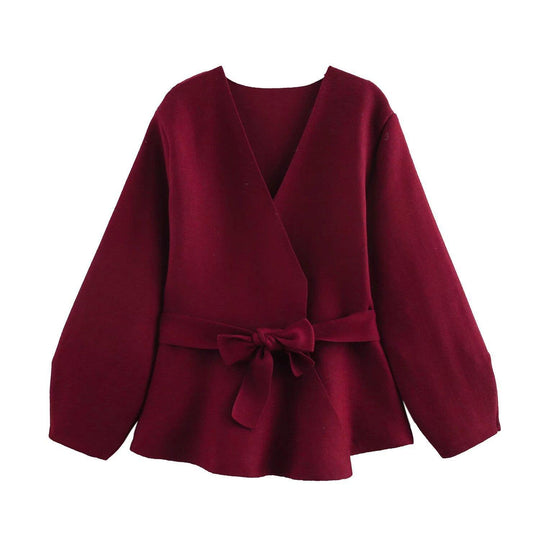 Damen Wickeljacke mit eleganter Taillierung und Bogenmotiv EB