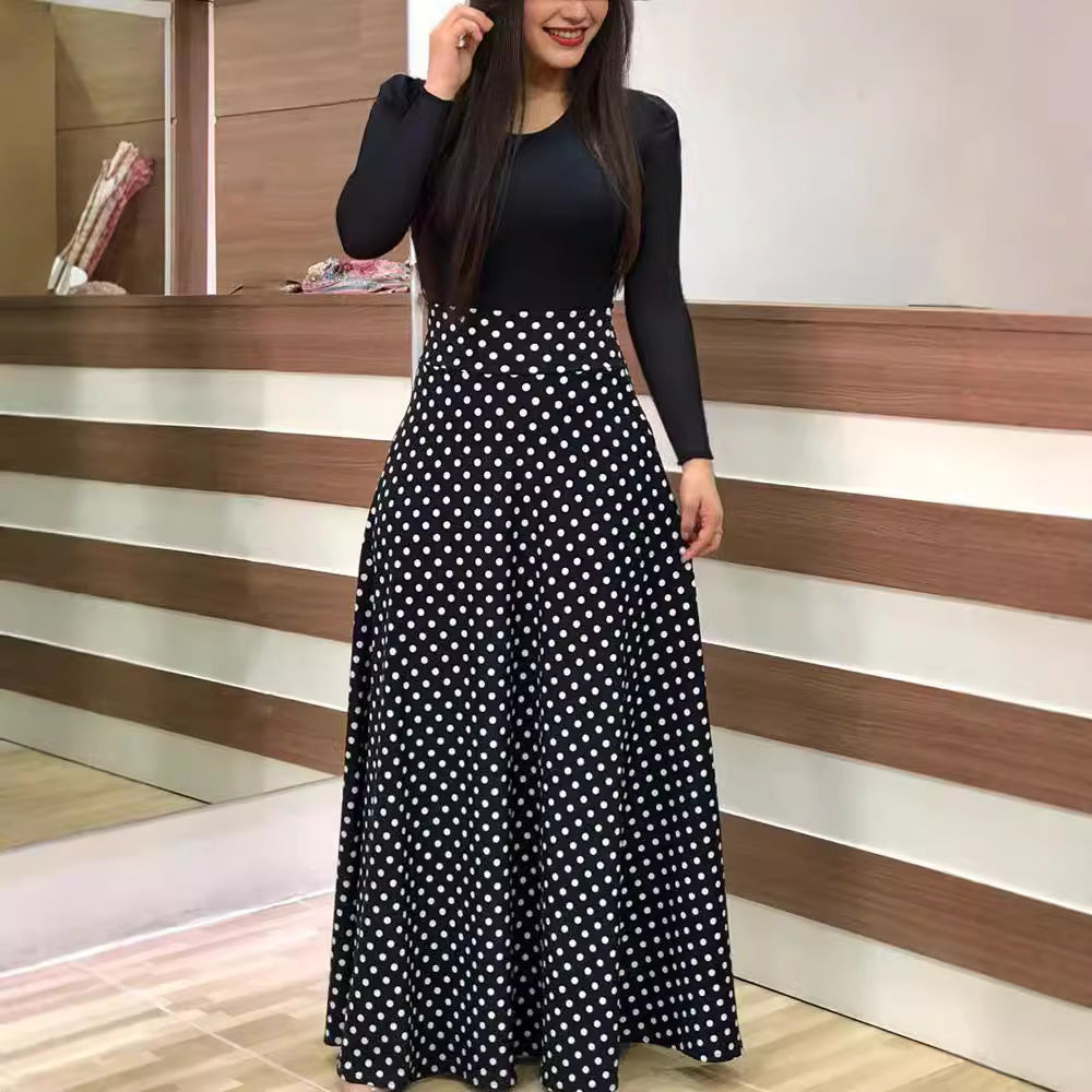 Damen Elegantes Maxikleid mit grafischem Druck und flexiblem Bund EB