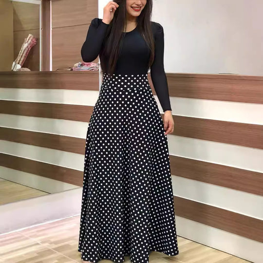 Damen Elegantes Maxikleid mit grafischem Druck und flexiblem Bund EB