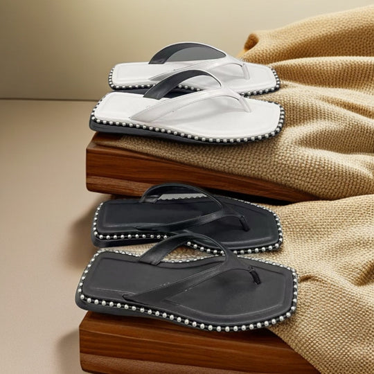 Damen modische Flip-Flops mit Perlenschmuck EB
