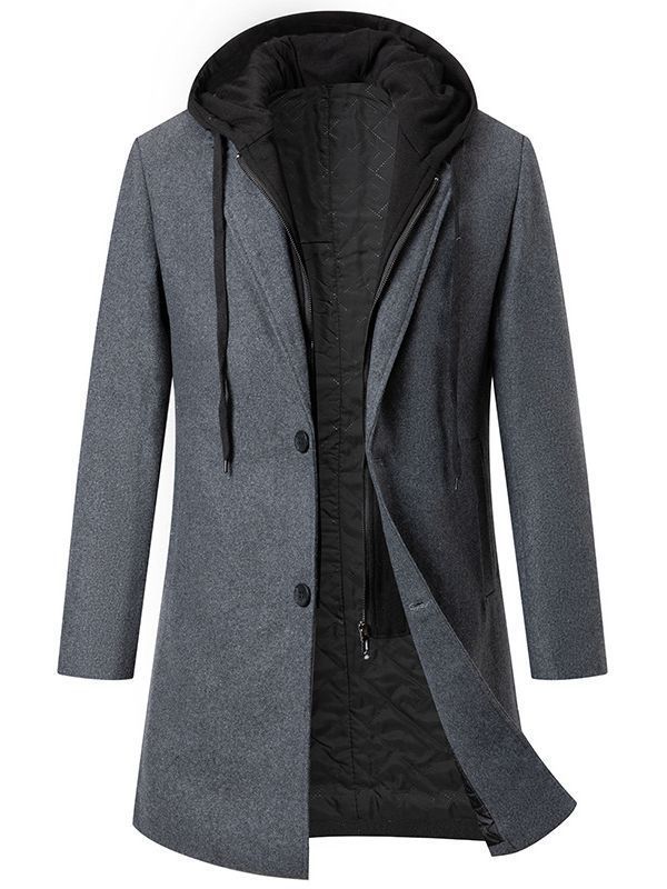 Herren eleganter Übergangs-Mantel mit abnehmbarer Kapuze EB