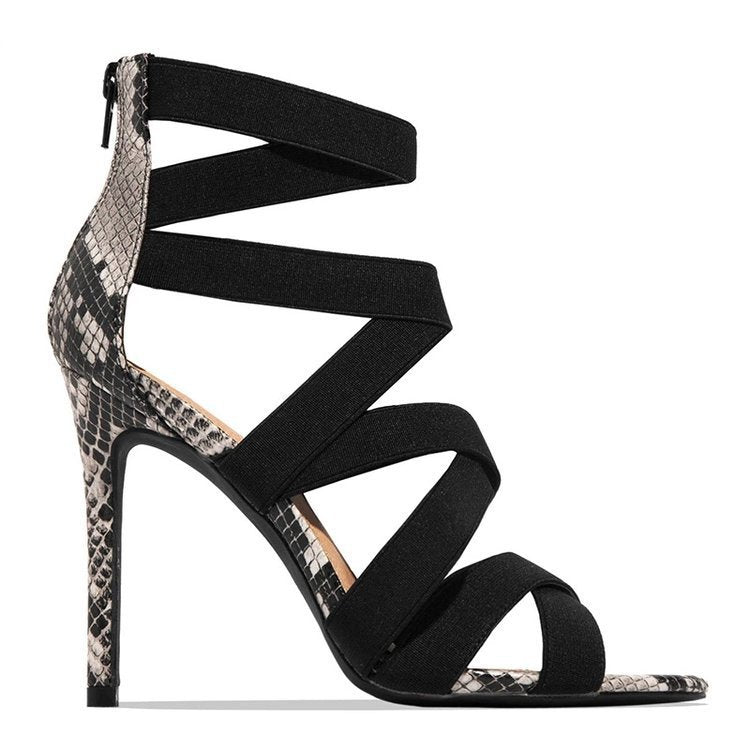Damen Elegante Stiletto-Sandalen mit überkreuzten Riemen EB