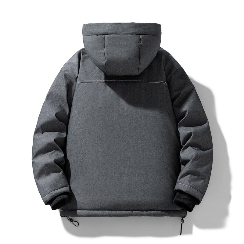 Herren urbaner Kapuzen-Insulated Overshirt mit gesteppter Thermofüllung und Kontrastnähten EB