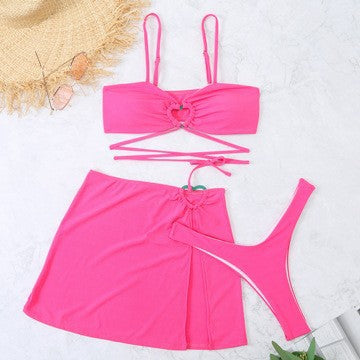 Damen Bikini-Set mit elegantem Knopf-Detail und hohem Beinausschnitt EB