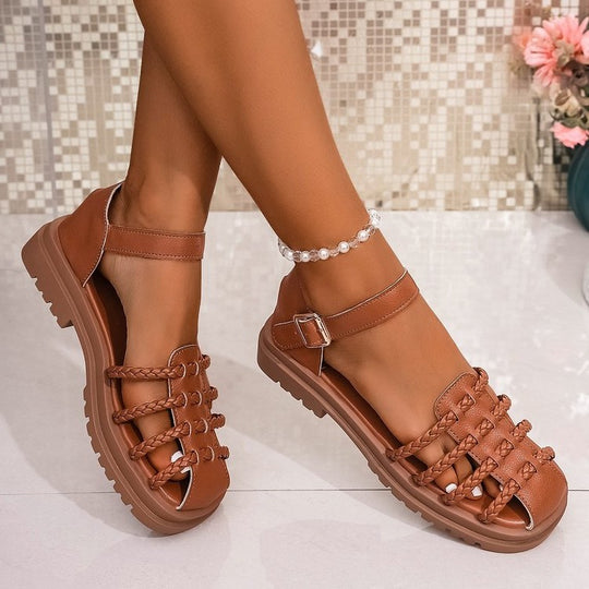 Damen Riemchen-Sandalen mit geflochtenem Design EB