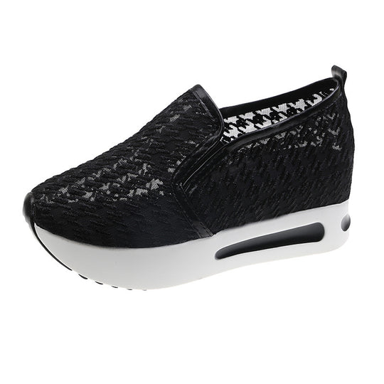 Damen Mode-Sneaker mit innovativem Slip-On Design und hochgezogenem Absatz EB