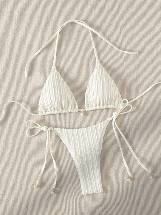 Damen Triangle-Bikini mit strukturiertem Design und verstellbaren Trägern EB