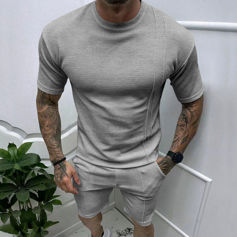 Herren Sportliches Kurzarm-Set mit innovativem Texturdesign und praktischen Eingrifftaschen EB